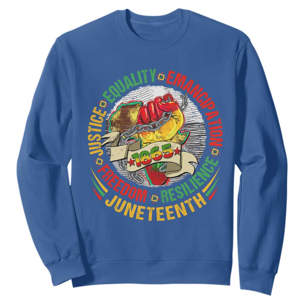 Juneteenth 1865 Sweatshirt Freedom Justice Equality Emancipation Resilience Independence Day TS02