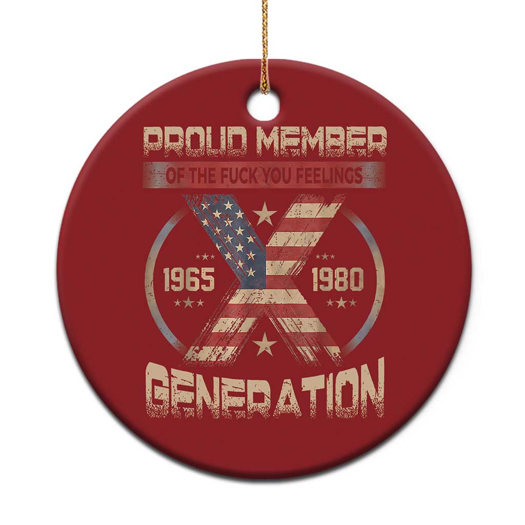 Generation X Christmas Ornament Proud Member Of The F Your Feelings Gen X 1965 1981 Retro American Flag TS02