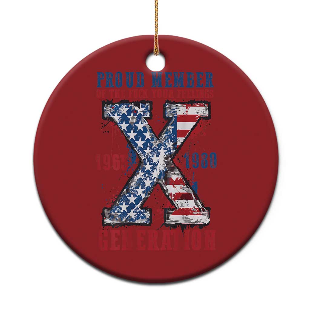 Generation X Christmas Ornament Proud Member Of The F Your Feelings Gen X 1965 1981 American Flag TS02