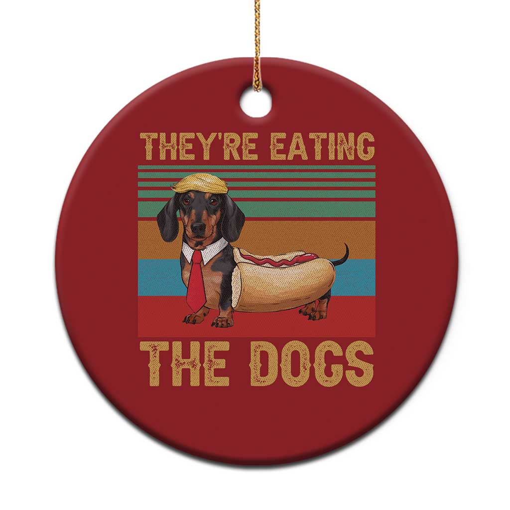 Funny Hot Dog Lover Christmas Ornament They're Eating The Dogs Dachshund TS02
