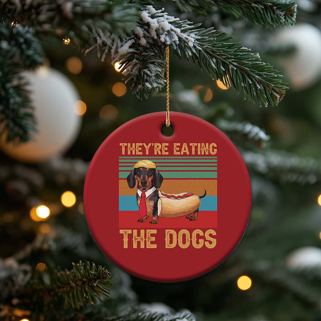 Funny Hot Dog Lover Christmas Ornament They're Eating The Dogs Dachshund TS02