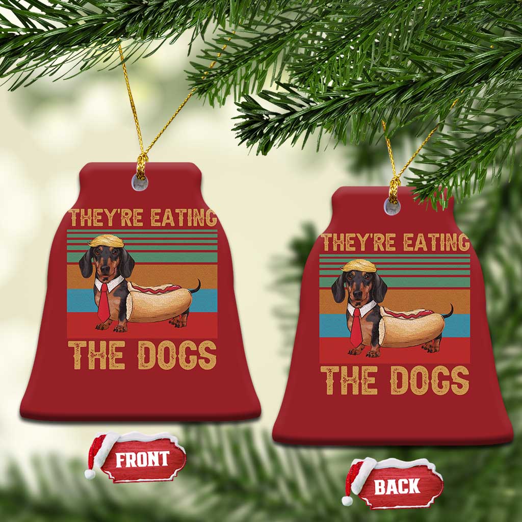 Funny Hot Dog Lover Christmas Ornament They're Eating The Dogs Dachshund TS02