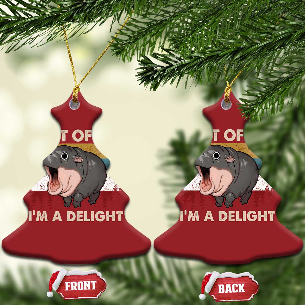 Funny Screaming Moo Deng Christmas Ornament First Of All I'm A Delight Retro Vintage TS02