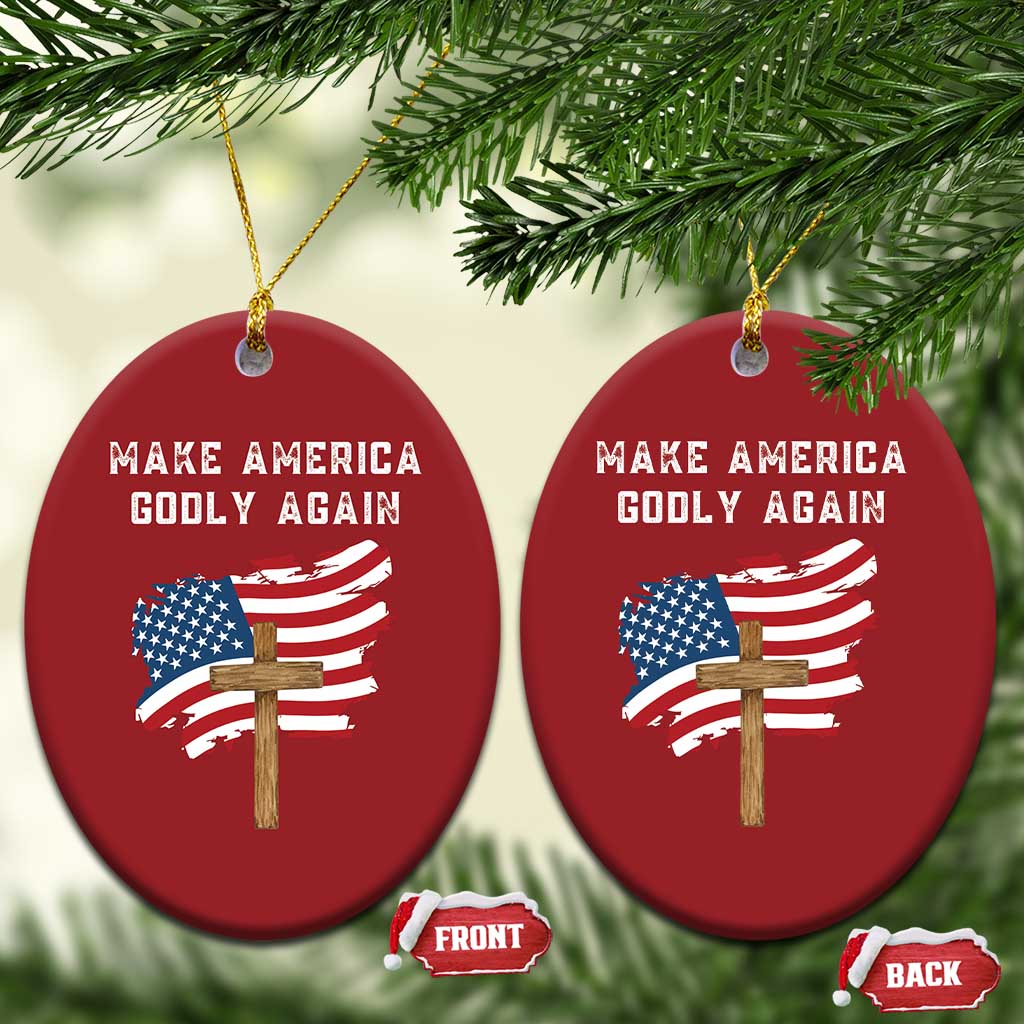 Christian Faith Christmas Ornament Make America Godly Again American Flag TS02