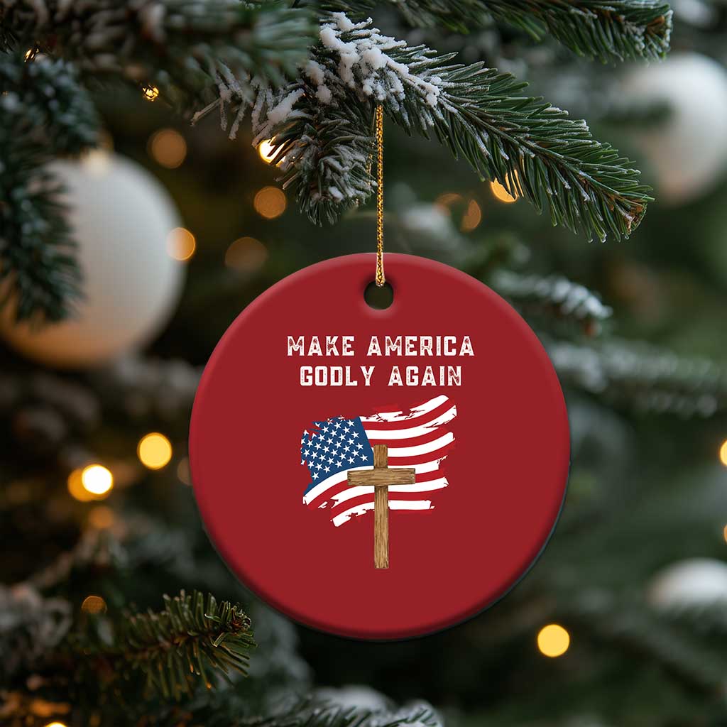 Christian Faith Christmas Ornament Make America Godly Again American Flag TS02