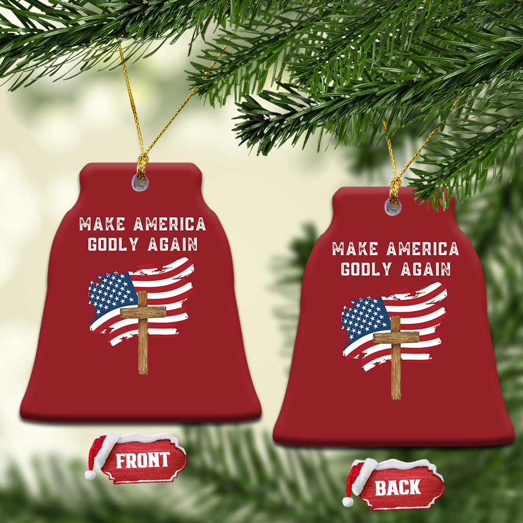 Christian Faith Christmas Ornament Make America Godly Again American Flag TS02