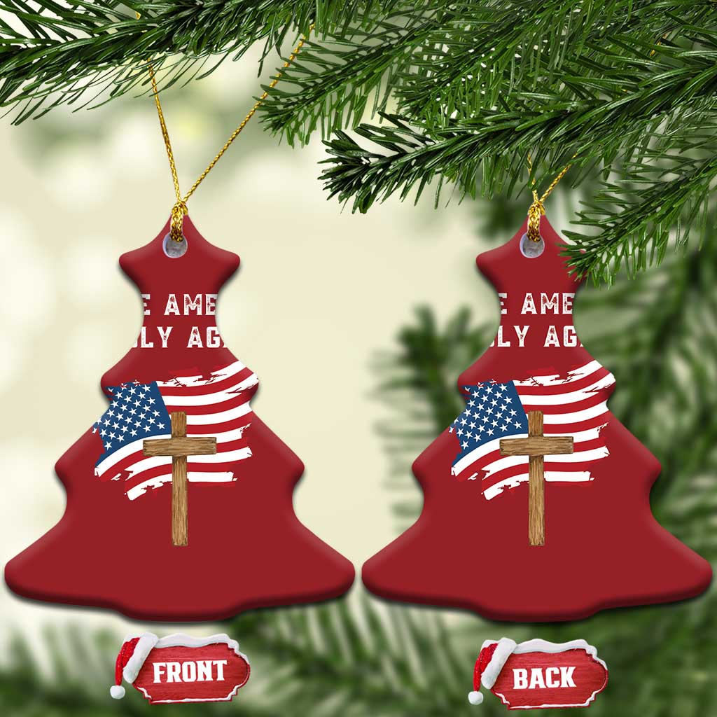 Christian Faith Christmas Ornament Make America Godly Again American Flag TS02