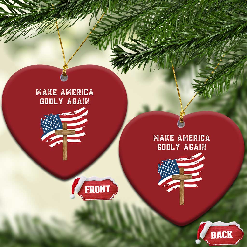 Christian Faith Christmas Ornament Make America Godly Again American Flag TS02