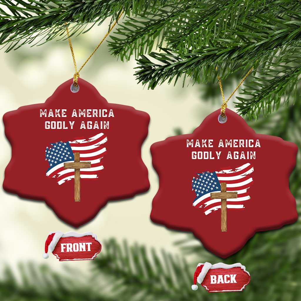 Christian Faith Christmas Ornament Make America Godly Again American Flag TS02