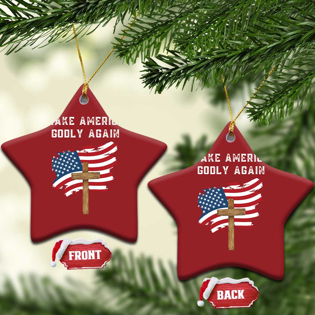 Christian Faith Christmas Ornament Make America Godly Again American Flag TS02