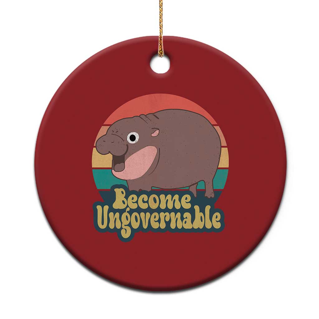 Funny Baby Hippo Moo Deng Christmas Ornament Become Ungovernable Retro TS02