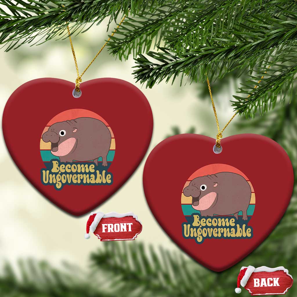 Funny Baby Hippo Moo Deng Christmas Ornament Become Ungovernable Retro TS02