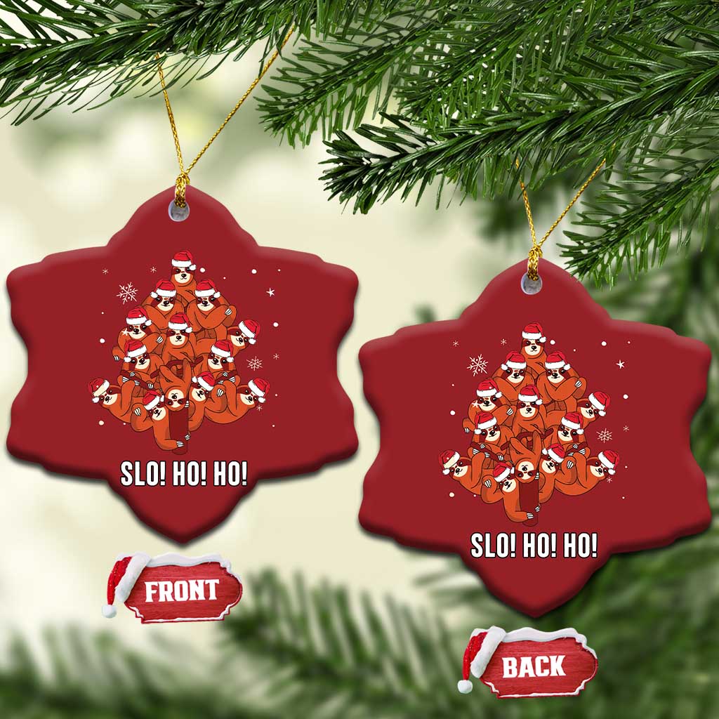 Funny Sloth Xmas Tree Christmas Ornament Slo Ho Ho Ho Santa Hat TS02