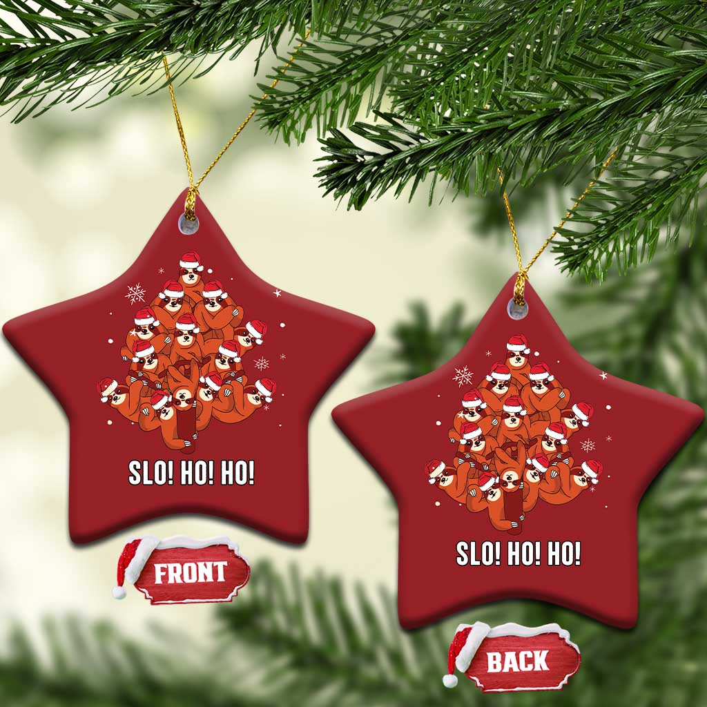 Funny Sloth Xmas Tree Christmas Ornament Slo Ho Ho Ho Santa Hat TS02