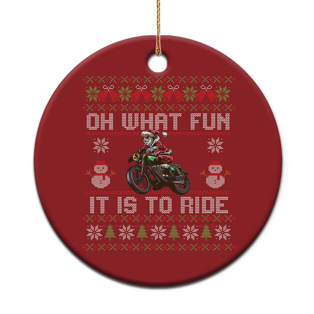 Biker Santa Claus Christmas Ornament Oh What Fun It Is To Ride Motorcycle Christmas Ugly Sweater TS02