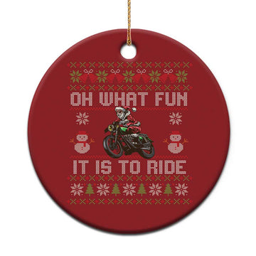 Biker Santa Claus Christmas Ornament Oh What Fun It Is To Ride Motorcycle Christmas Ugly Sweater TS02