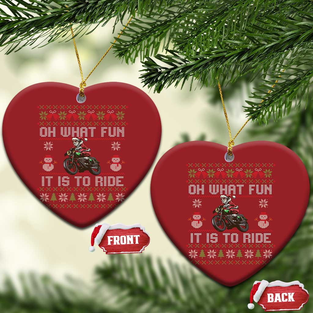 Biker Santa Claus Christmas Ornament Oh What Fun It Is To Ride Motorcycle Christmas Ugly Sweater TS02
