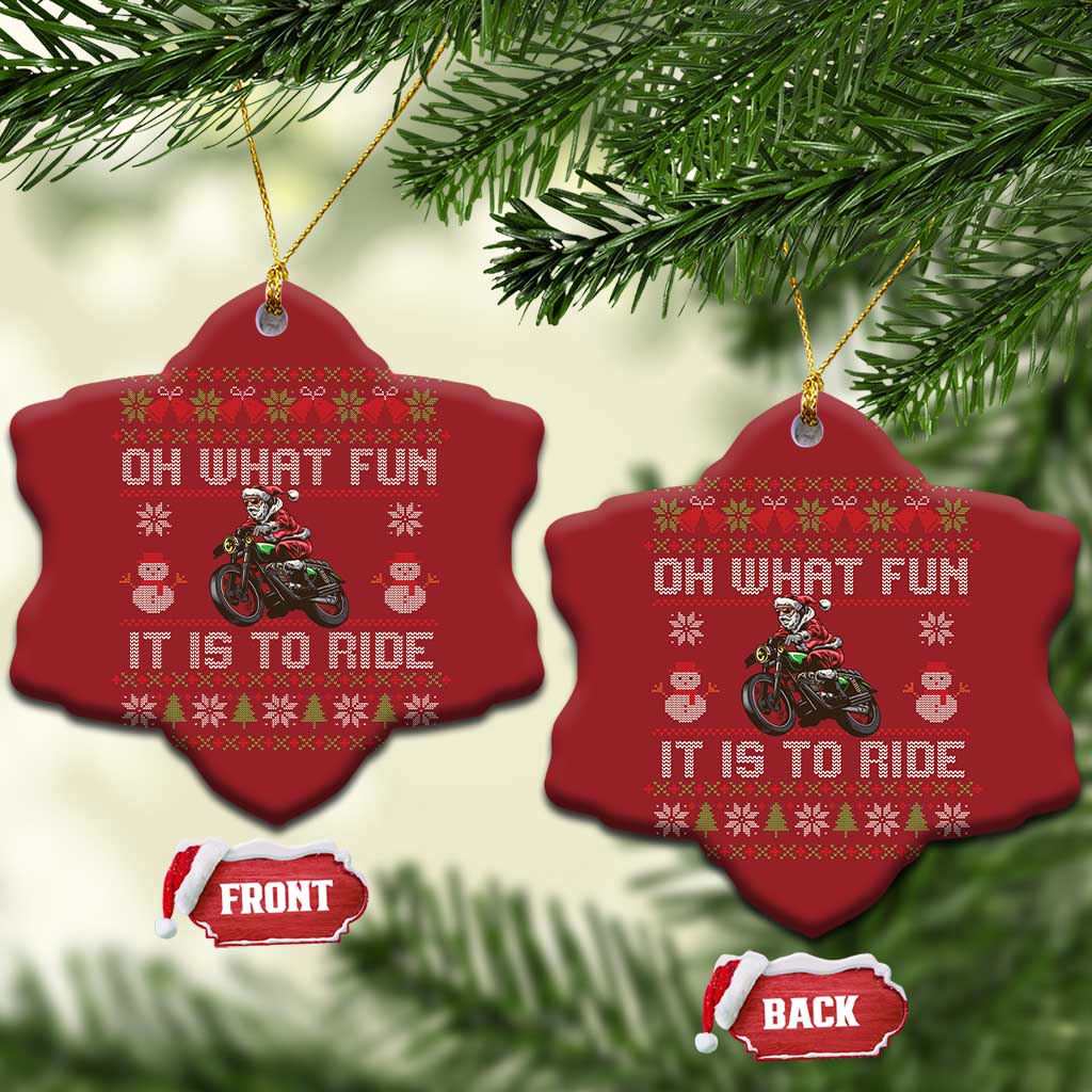 Biker Santa Claus Christmas Ornament Oh What Fun It Is To Ride Motorcycle Christmas Ugly Sweater TS02