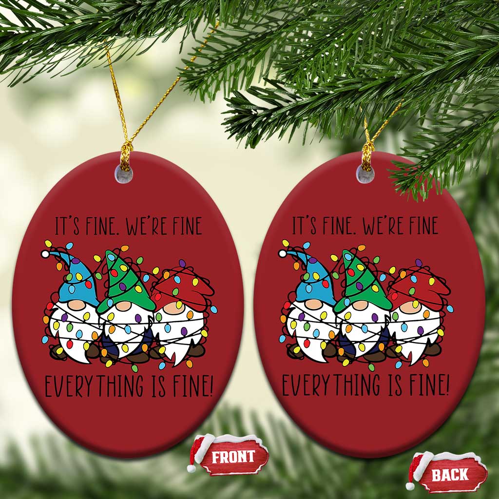 Xmas Gnomies Christmas Ornament It's Fine I'm Fine Everything Is Fine TS02