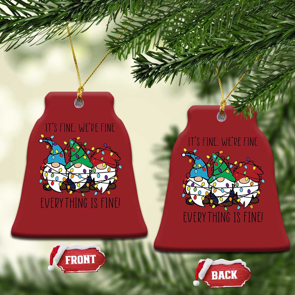 Xmas Gnomies Christmas Ornament It's Fine I'm Fine Everything Is Fine TS02