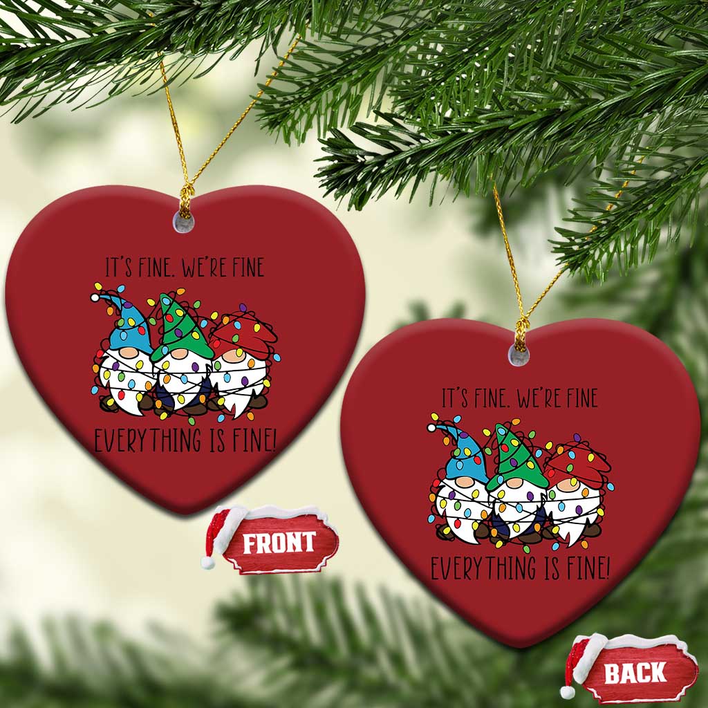 Xmas Gnomies Christmas Ornament It's Fine I'm Fine Everything Is Fine TS02