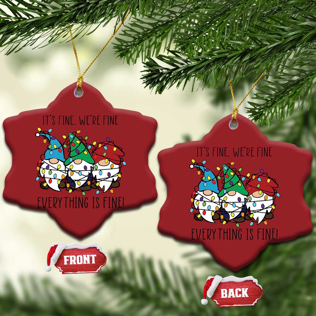 Xmas Gnomies Christmas Ornament It's Fine I'm Fine Everything Is Fine TS02