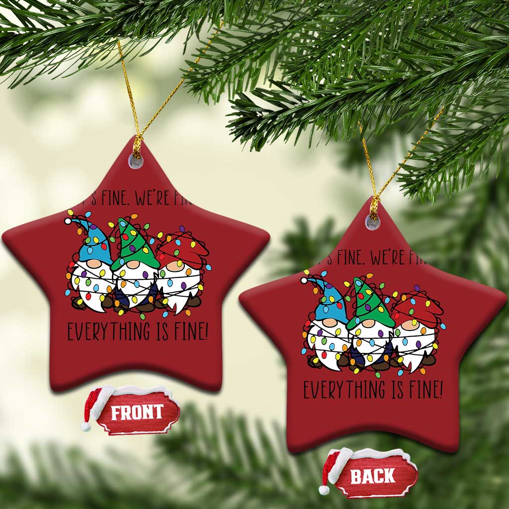 Xmas Gnomies Christmas Ornament It's Fine I'm Fine Everything Is Fine TS02