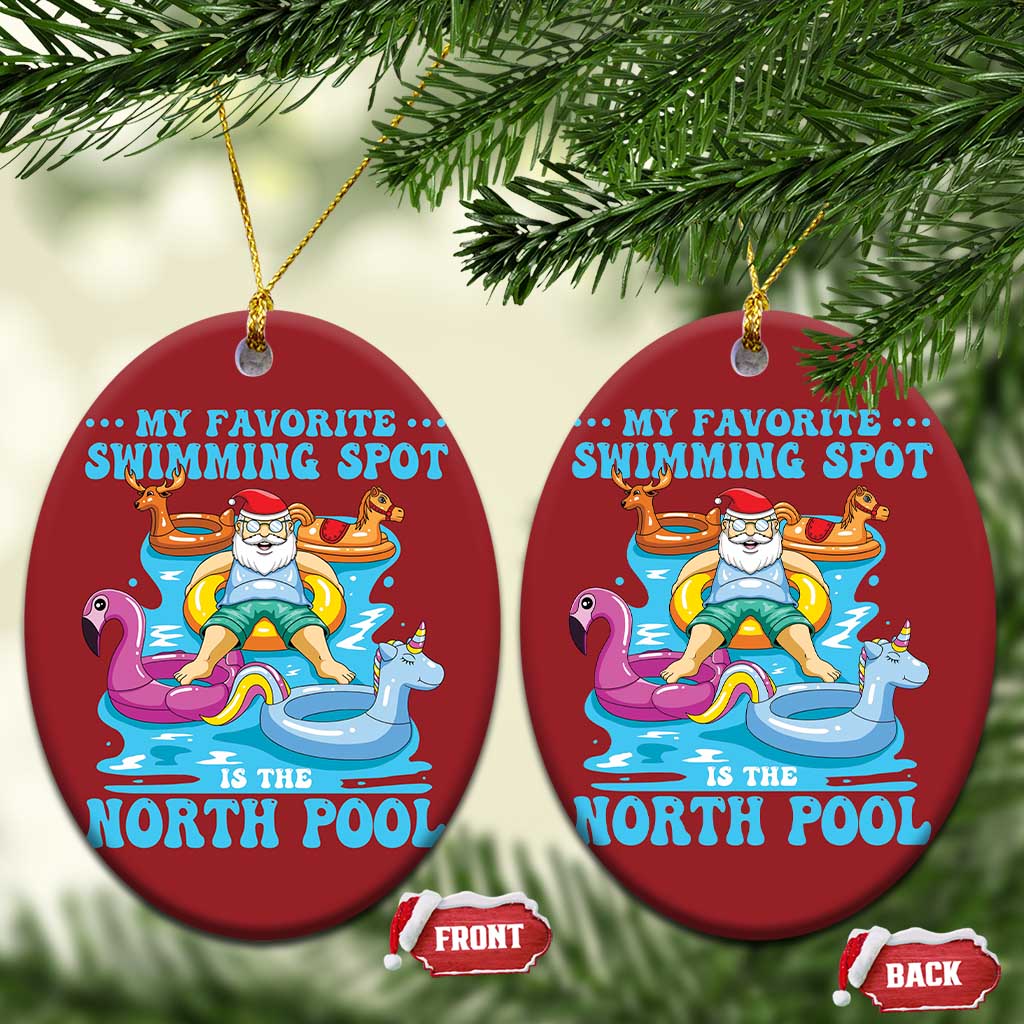 Xmas In July Relaxing Santa Christmas Ornament My Favorite Swimming Spot Is The North Pole TS02