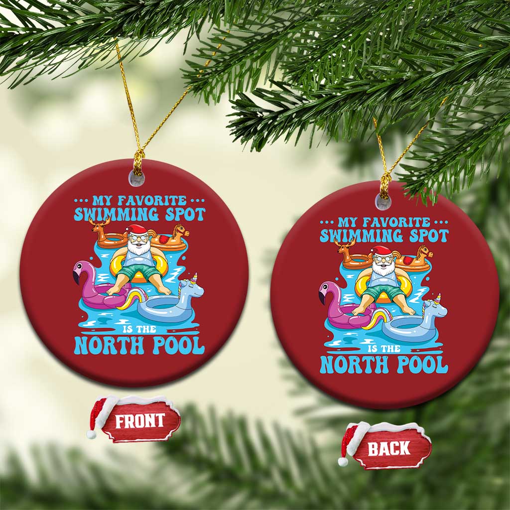 Xmas In July Relaxing Santa Christmas Ornament My Favorite Swimming Spot Is The North Pole TS02
