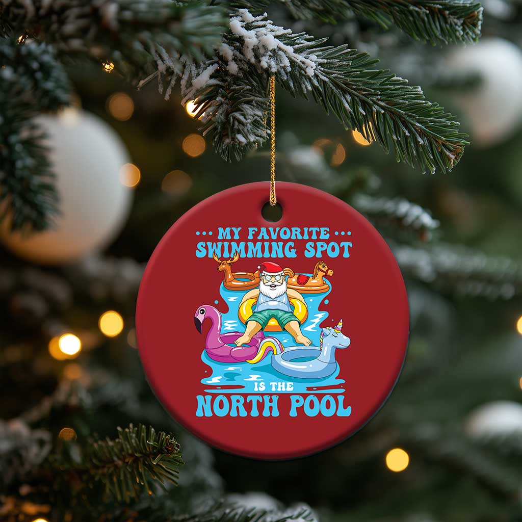 Xmas In July Relaxing Santa Christmas Ornament My Favorite Swimming Spot Is The North Pole TS02
