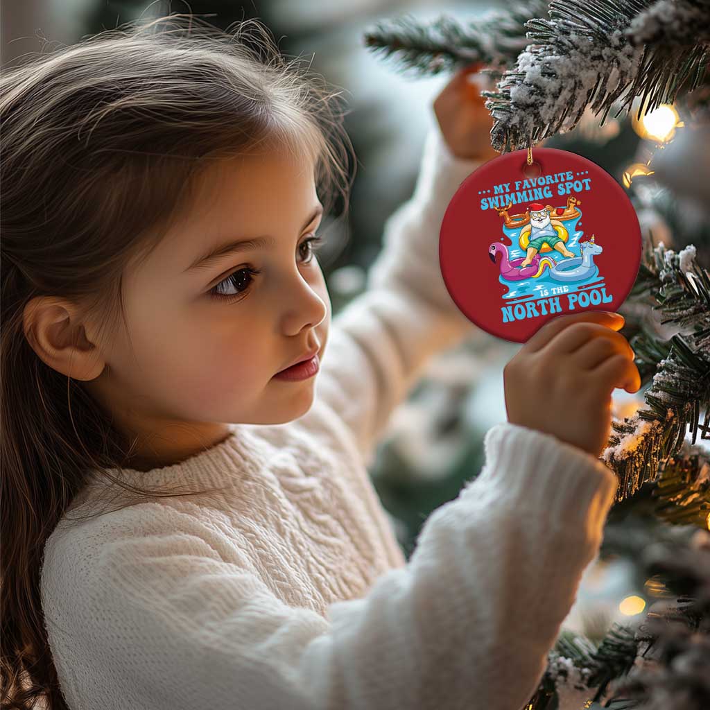 Xmas In July Relaxing Santa Christmas Ornament My Favorite Swimming Spot Is The North Pole TS02