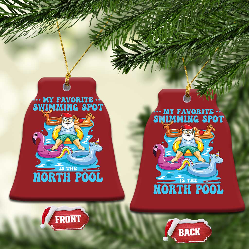Xmas In July Relaxing Santa Christmas Ornament My Favorite Swimming Spot Is The North Pole TS02