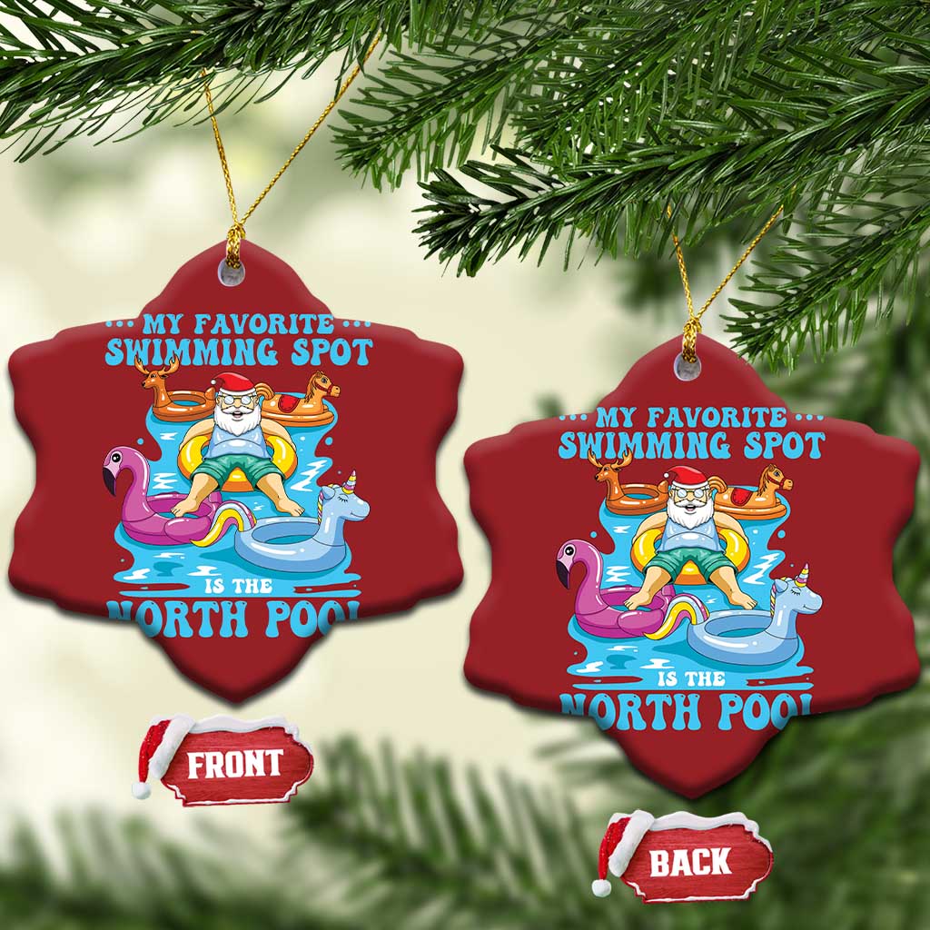 Xmas In July Relaxing Santa Christmas Ornament My Favorite Swimming Spot Is The North Pole TS02