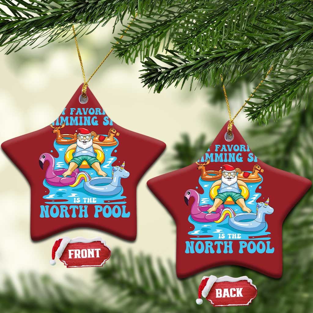 Xmas In July Relaxing Santa Christmas Ornament My Favorite Swimming Spot Is The North Pole TS02