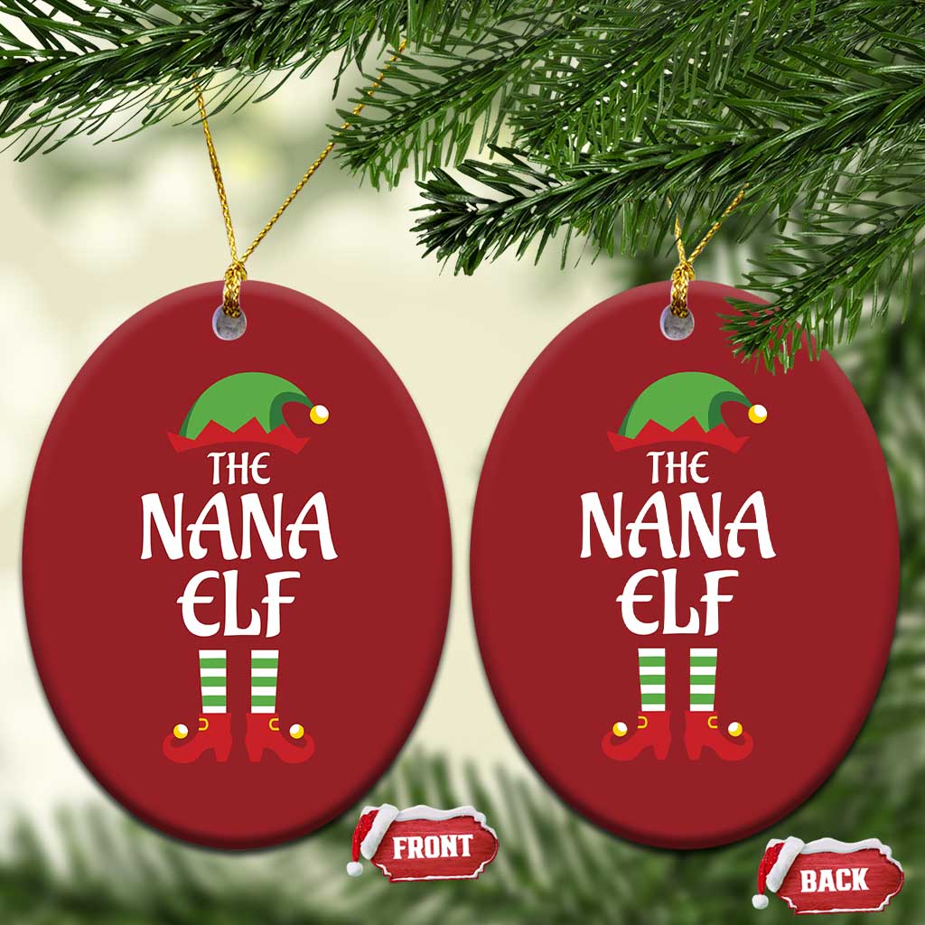 Xmas The Nana Elf Christmas Ornament Funny Grandma Xmas Family Matching TS02