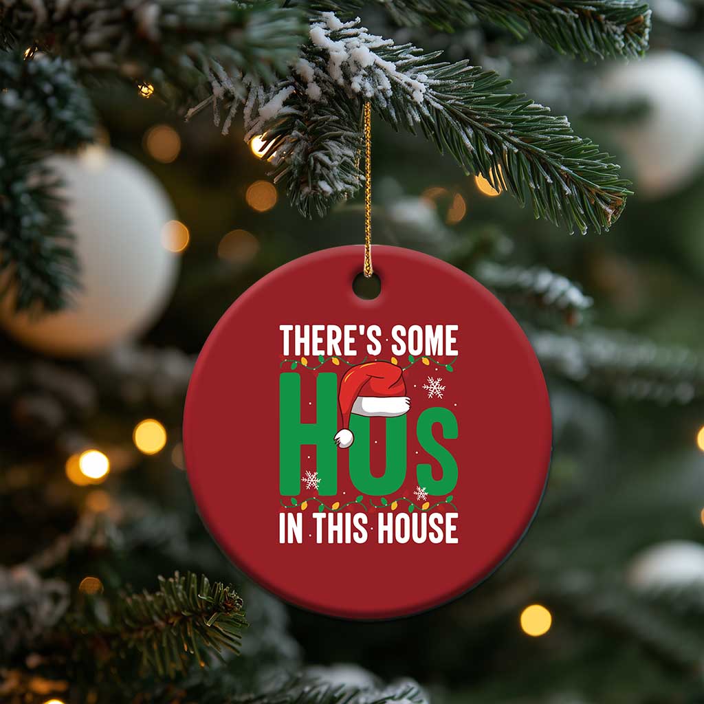 Xmas Santa Ho Ho Ho Christmas Ornament There's Some Hos In This House TS02