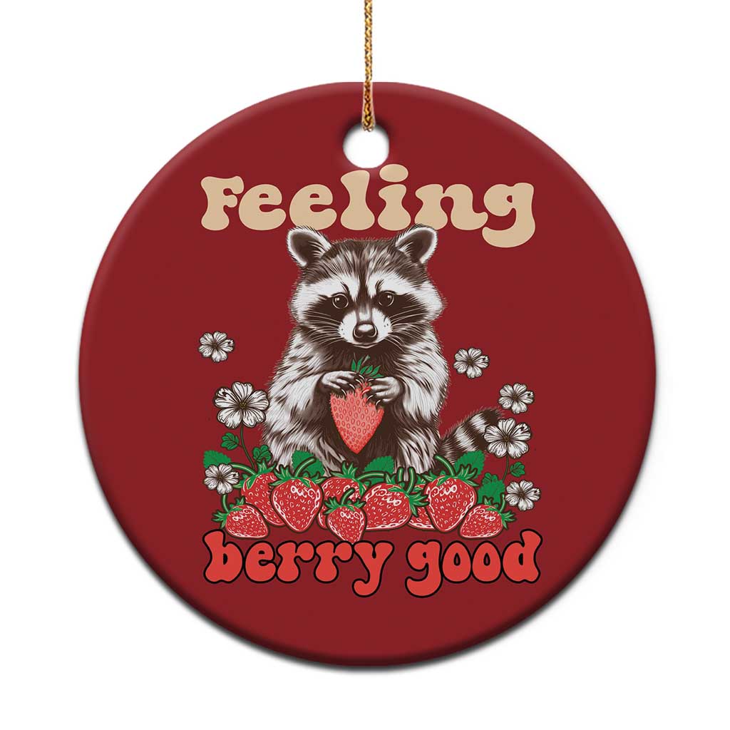 Funny Raccoon Christmas Ornament Feeling Berry Good Eating Strawberries TS02