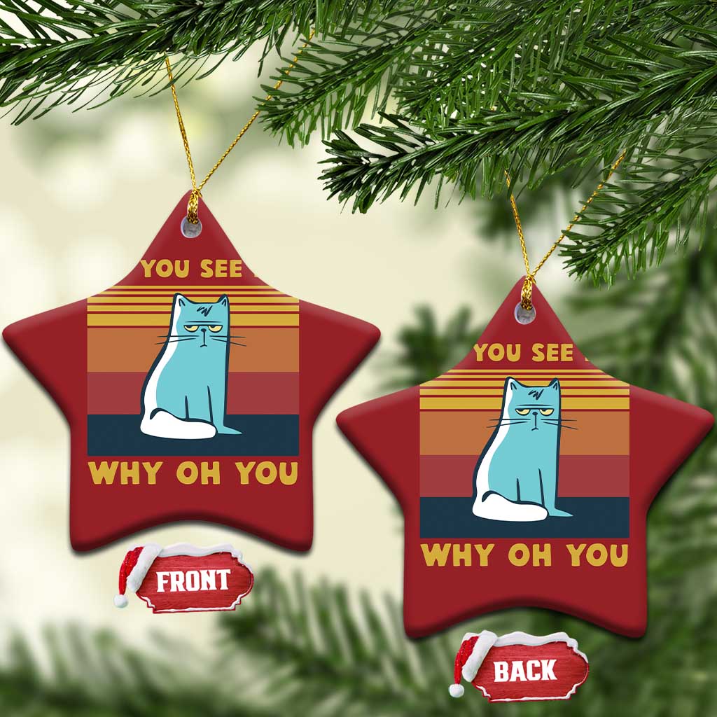 Sarcastic Cat Christmas Ornament Eff You See Kay Why Oh You TS02