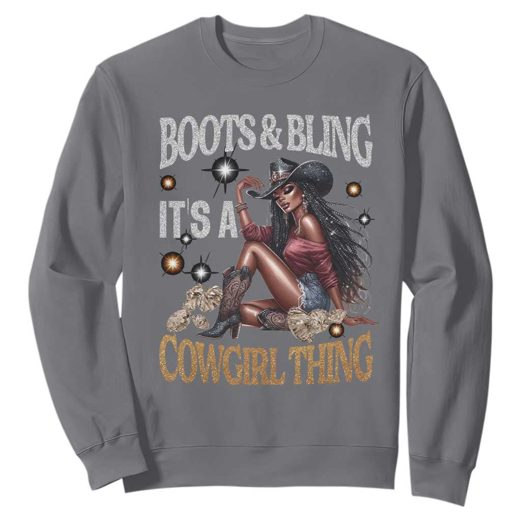 African Melanin Cowgirl Sweatshirt Boots & Bling It's A Cowgirl Thing Black History TS02