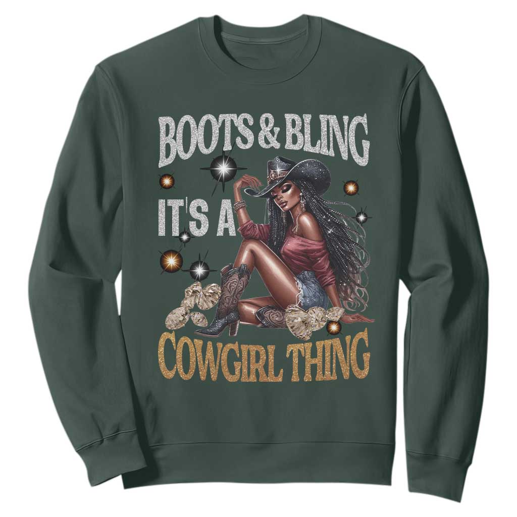 African Melanin Cowgirl Sweatshirt Boots & Bling It's A Cowgirl Thing Black History TS02