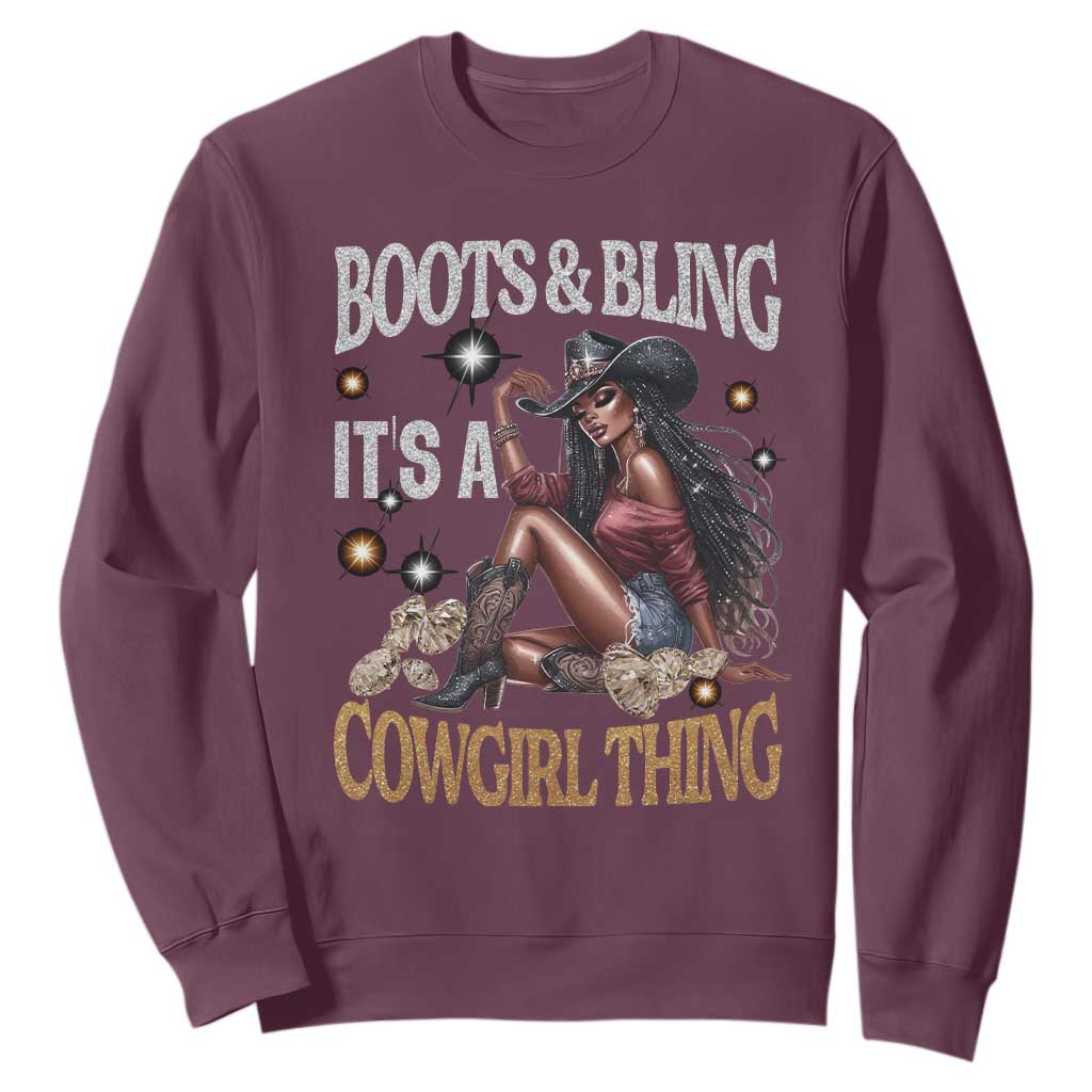African Melanin Cowgirl Sweatshirt Boots & Bling It's A Cowgirl Thing Black History TS02
