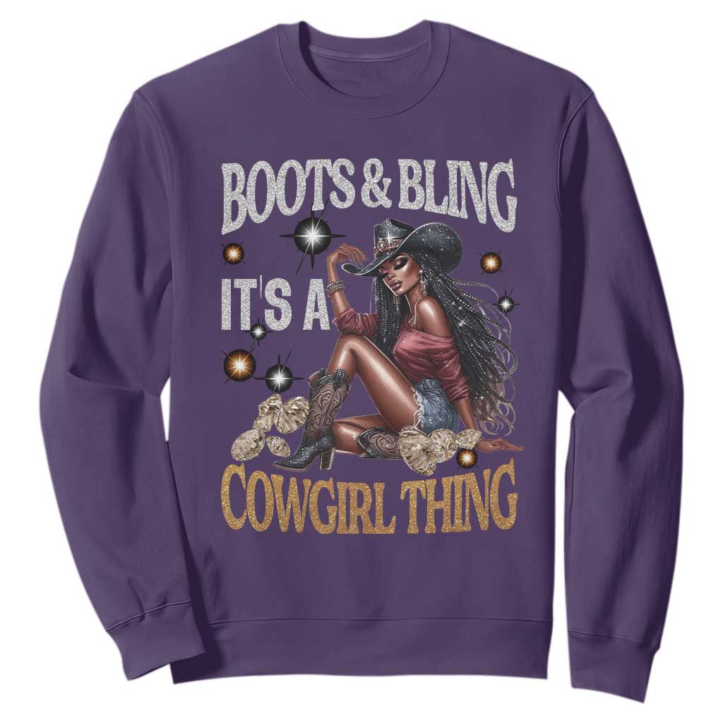 African Melanin Cowgirl Sweatshirt Boots & Bling It's A Cowgirl Thing Black History TS02
