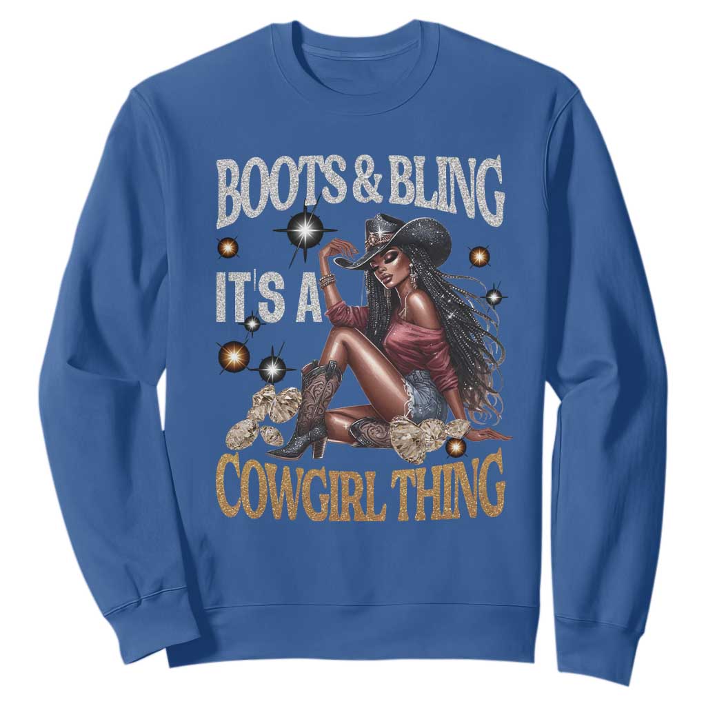 African Melanin Cowgirl Sweatshirt Boots & Bling It's A Cowgirl Thing Black History TS02