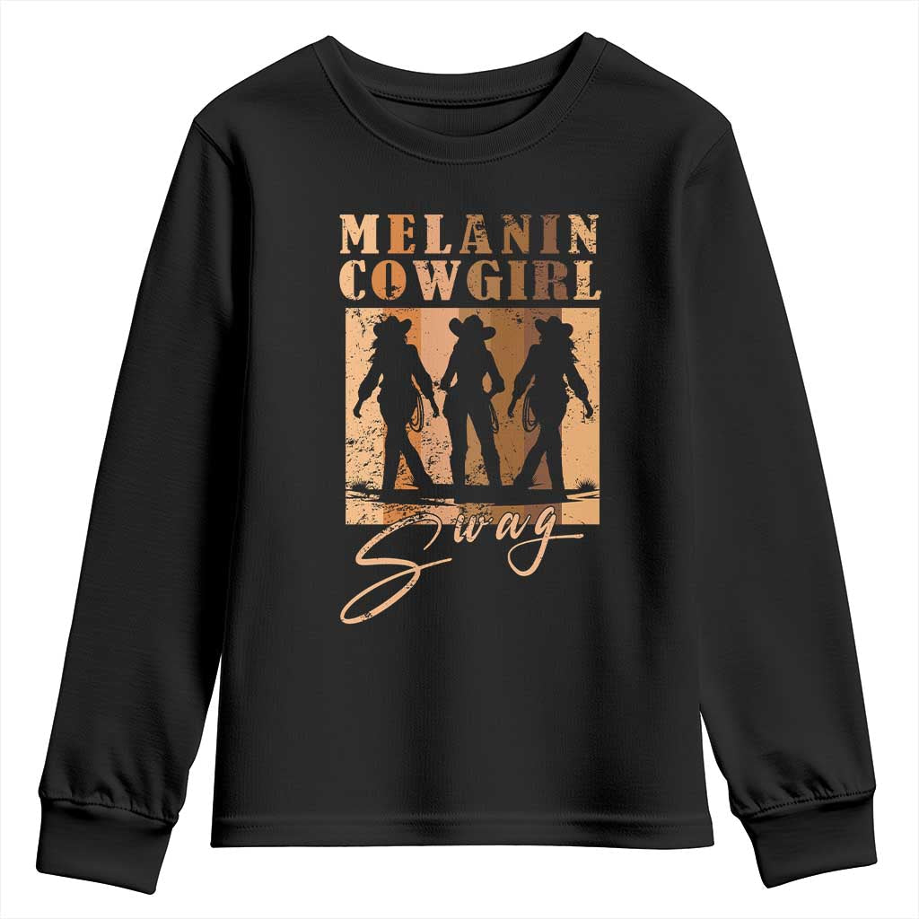 African Melanin Cowgirl Swag Youth Sweatshirt Cowgirls Black History Pride Retro TS02