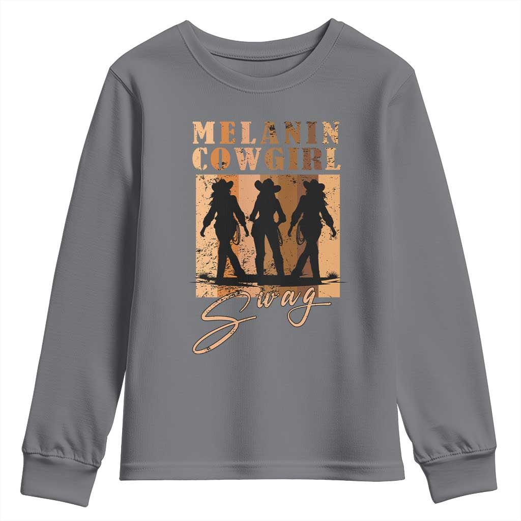 African Melanin Cowgirl Swag Youth Sweatshirt Cowgirls Black History Pride Retro TS02