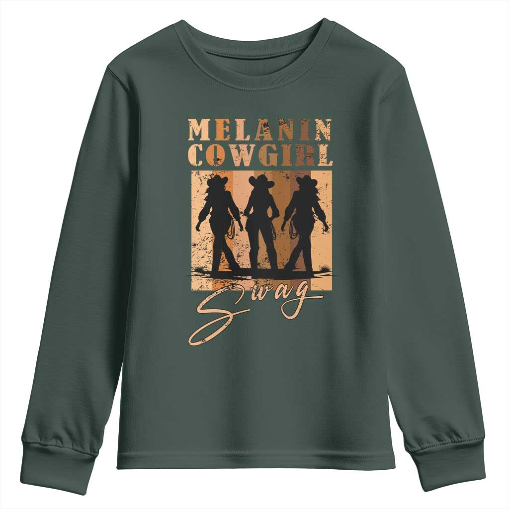 African Melanin Cowgirl Swag Youth Sweatshirt Cowgirls Black History Pride Retro TS02