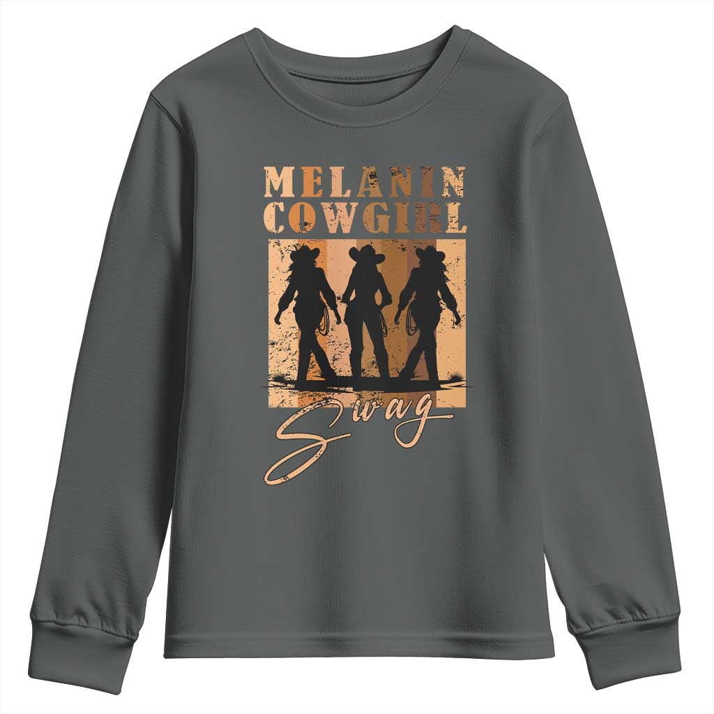 African Melanin Cowgirl Swag Youth Sweatshirt Cowgirls Black History Pride Retro TS02