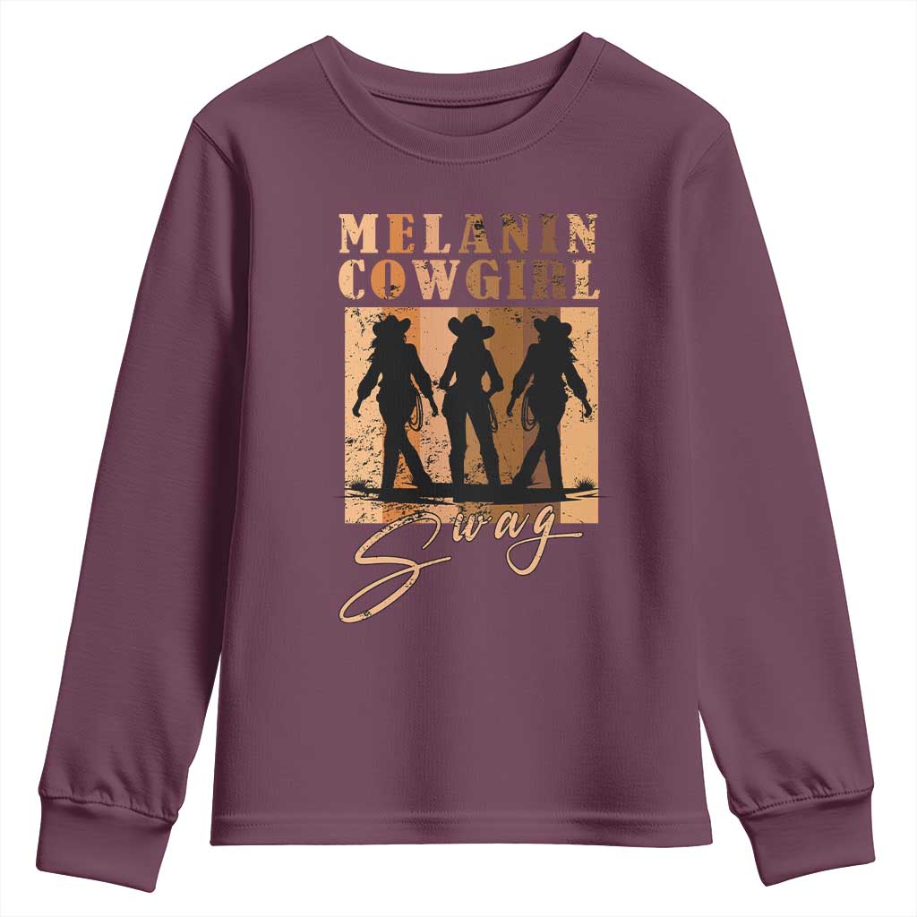 African Melanin Cowgirl Swag Youth Sweatshirt Cowgirls Black History Pride Retro TS02