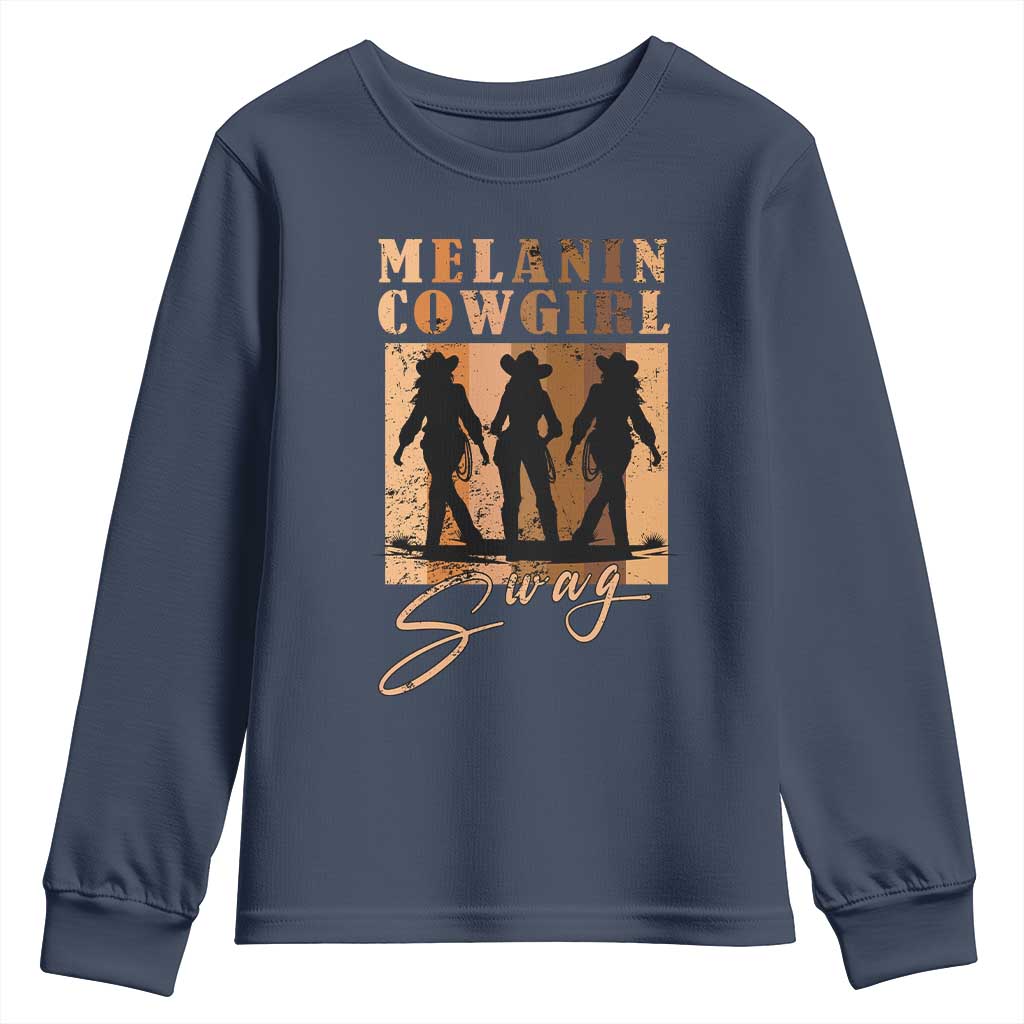 African Melanin Cowgirl Swag Youth Sweatshirt Cowgirls Black History Pride Retro TS02