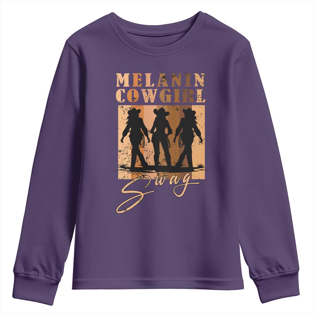 African Melanin Cowgirl Swag Youth Sweatshirt Cowgirls Black History Pride Retro TS02